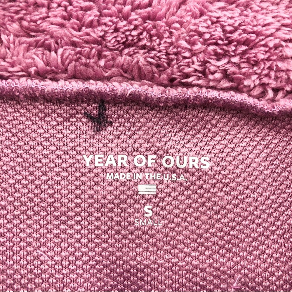 Year Of Ours Sherpa Teddy Vail Crop Desert Pink Quarter Zip Sweater Small - Picture 5 of 9